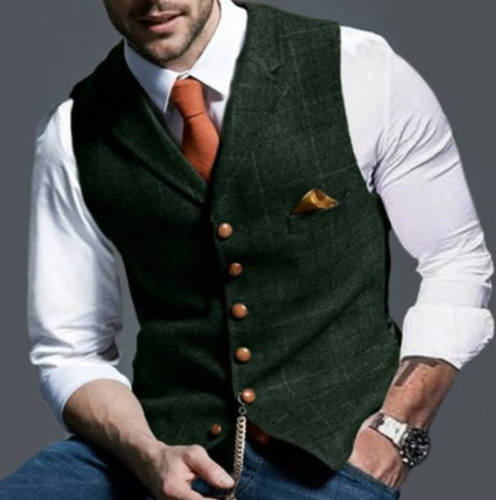 BRUNO | Elegant Vest met Geruit Patroon en Tijdloze Pasvorm