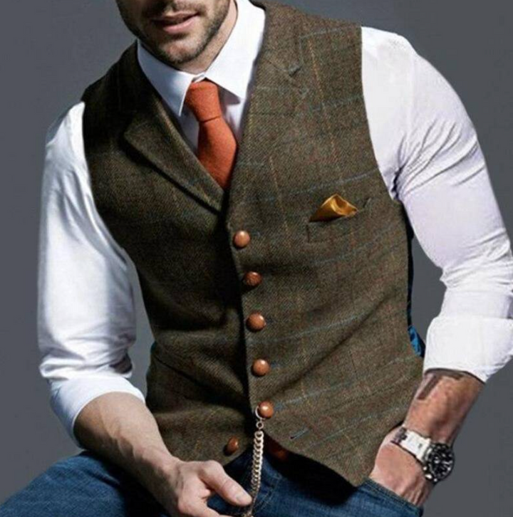 BRUNO | Elegant Vest met Geruit Patroon en Tijdloze Pasvorm