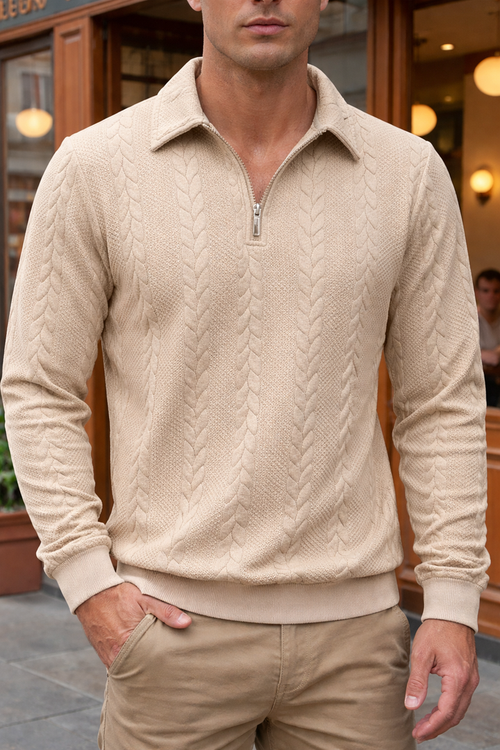 NOAH™ | Quarter Zip Polo met Verzorgde Look en Dagelijks Comfort voor Heren