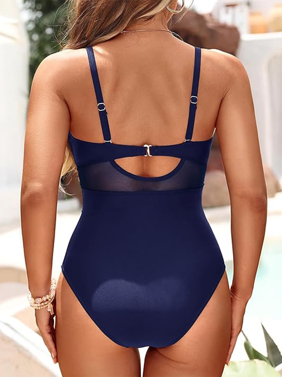 LORA | Eénstuk Badpak met Transparante Accenten en Elegante Corrigerende Pasvorm