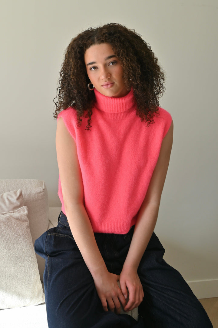 Cozy high knit - koraal