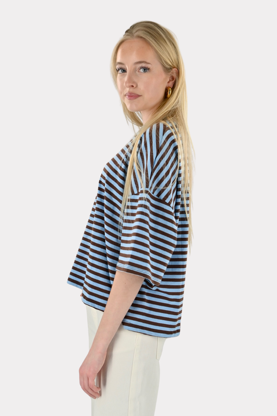 Daily striped shirt - bruin/blauw