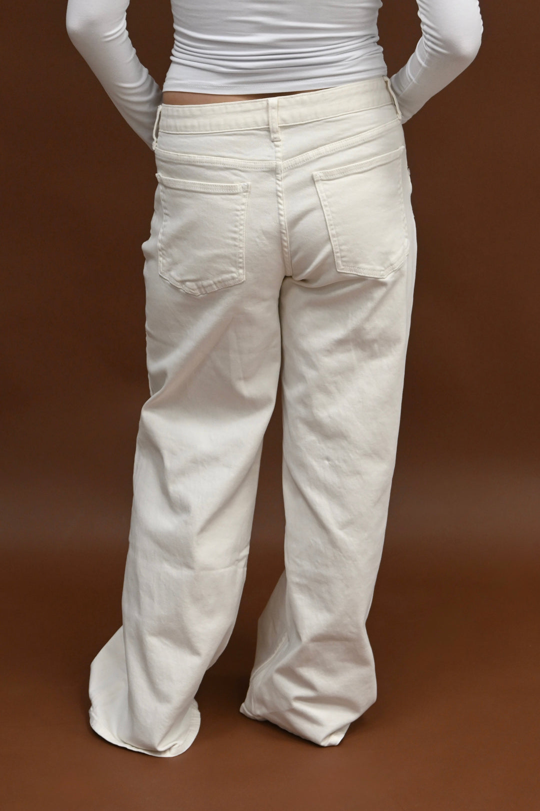 Calm wide leg jeans - crème