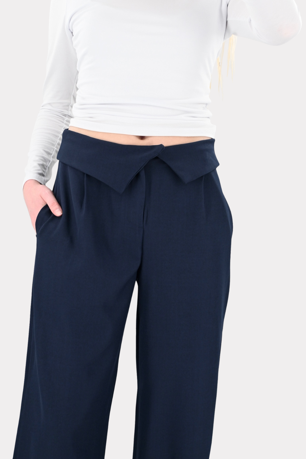 Folded pantalon - navy