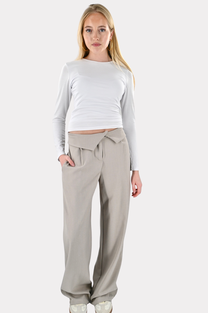 Folded pantalon - taupe