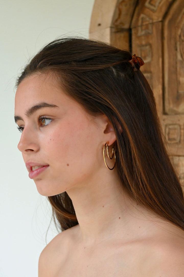 Dual hoop earrings - goud