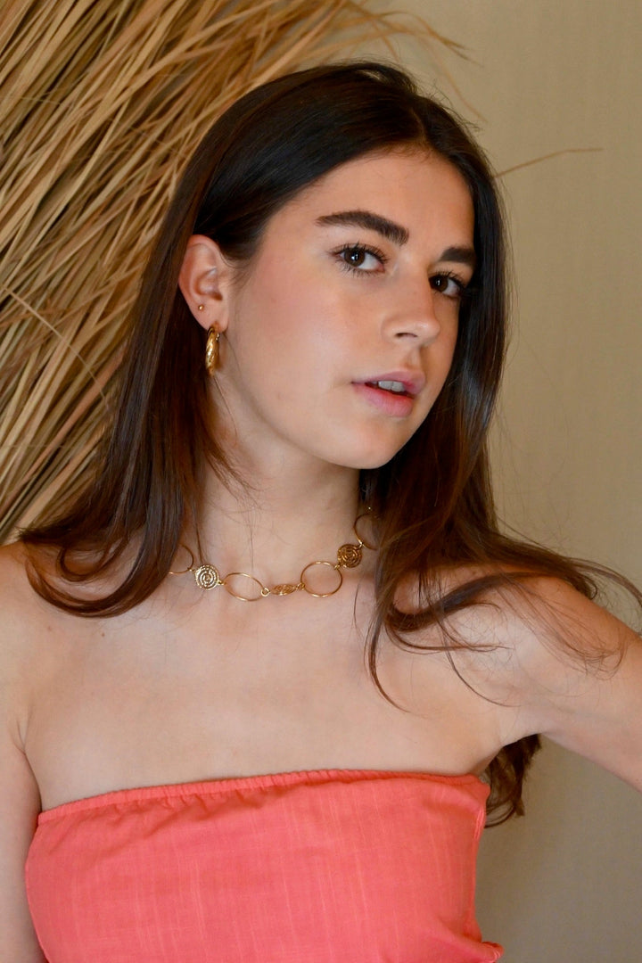 Spiral circle necklace - goud