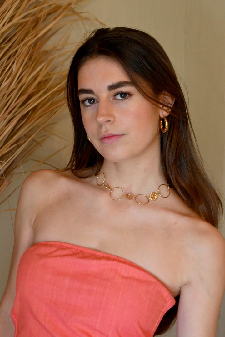 Spiral circle necklace - goud