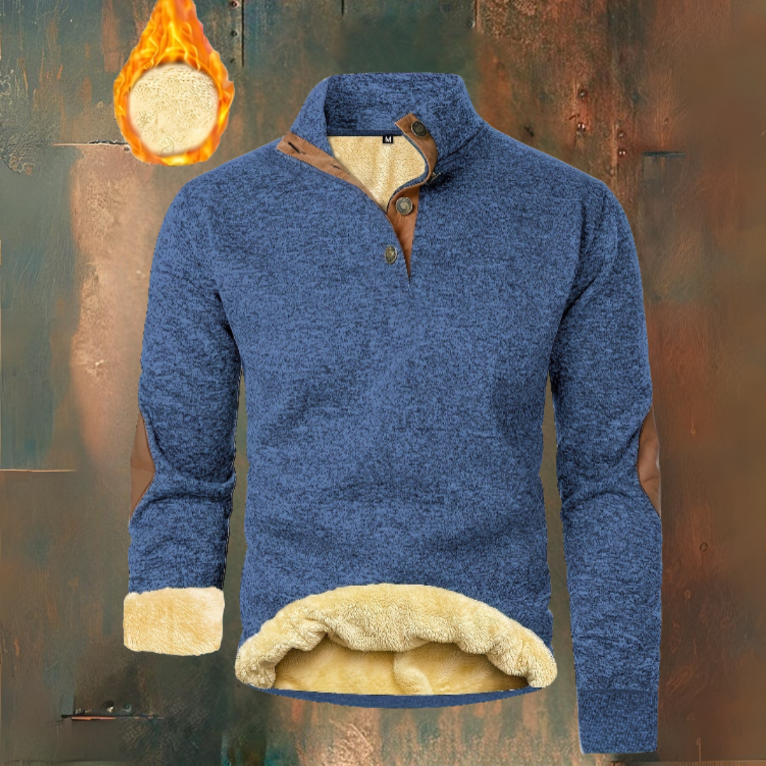 Warme fleece trui met knoopsluiting