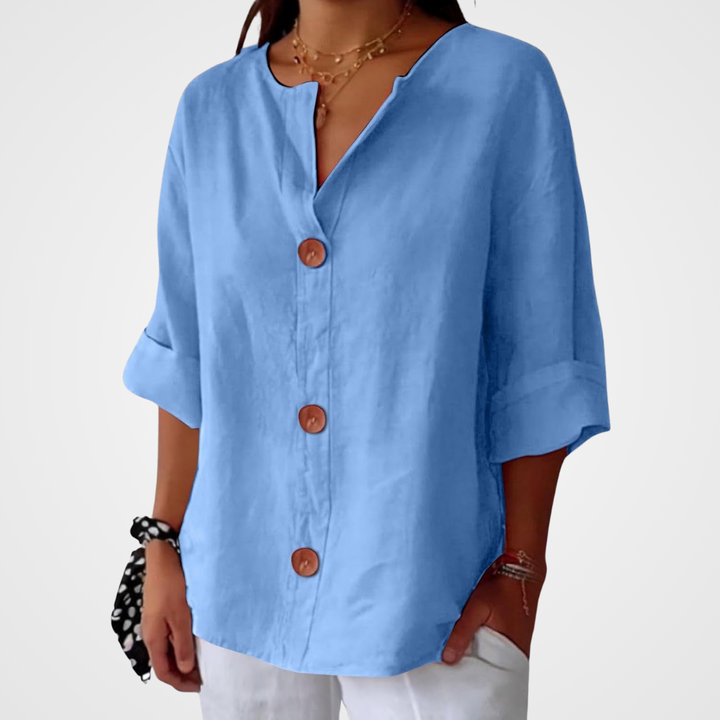 JUNA | Luchtige Linnen Zomerblouse – Elegant & Ademend met Relaxte Pasvorm