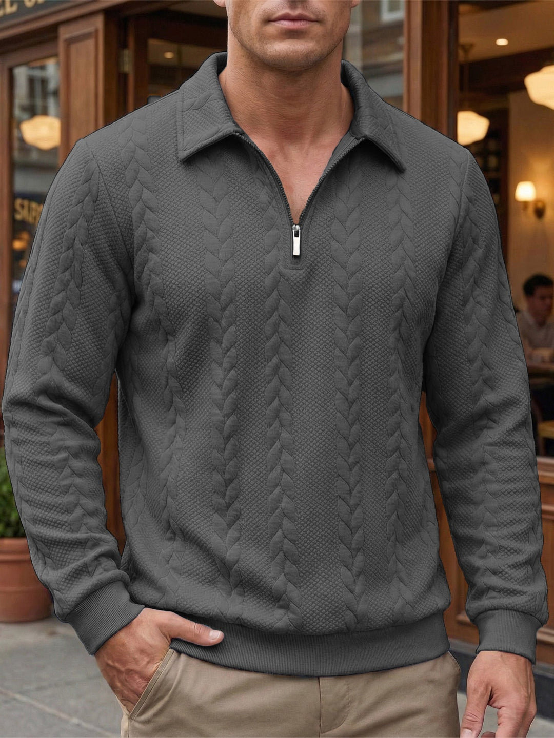 NOAH™ | Quarter Zip Polo met Verzorgde Look en Dagelijks Comfort voor Heren