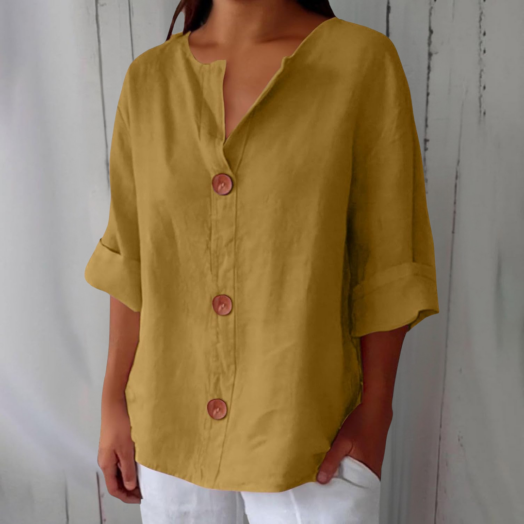 JUNA | Luchtige Linnen Zomerblouse – Elegant & Ademend met Relaxte Pasvorm