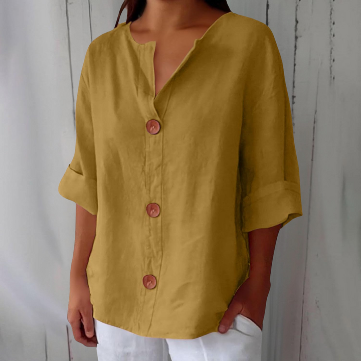 JUNA | Luchtige Linnen Zomerblouse – Elegant & Ademend met Relaxte Pasvorm