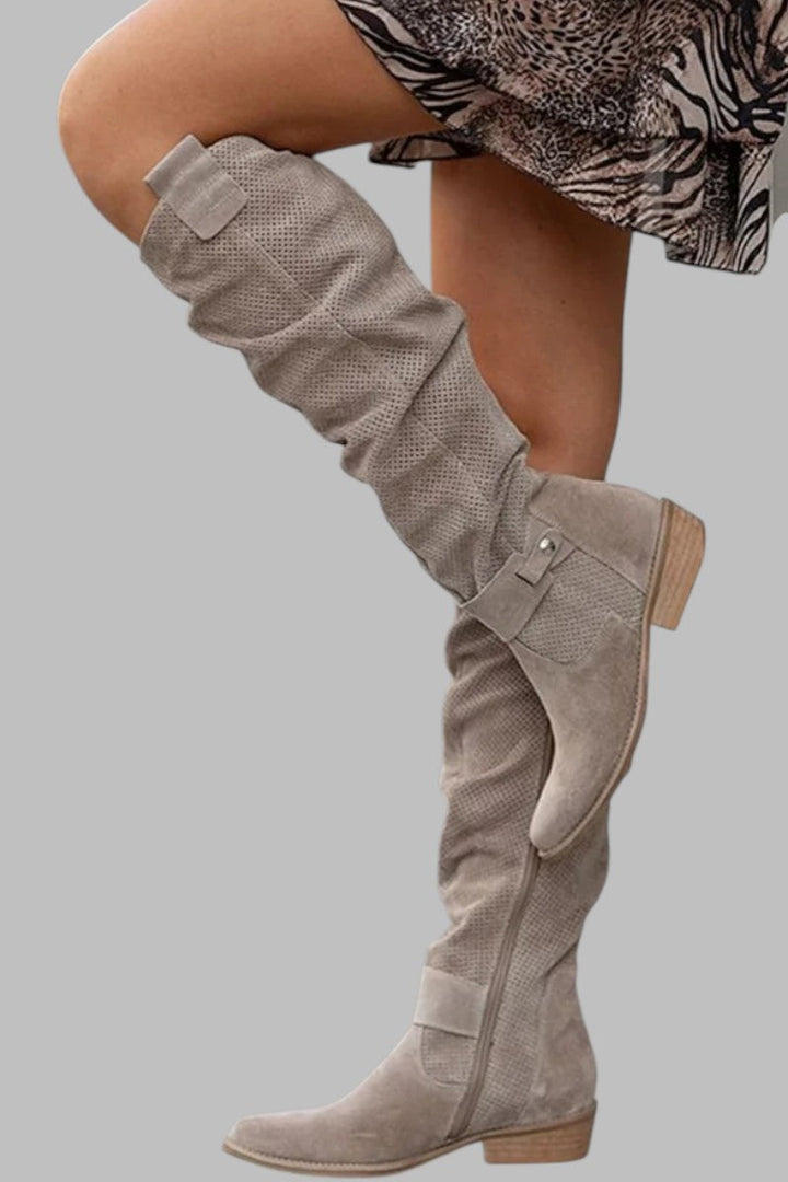 LORA | Elegante Knielaarzen met Dagelijks Comfort en Boho Chic Stijl