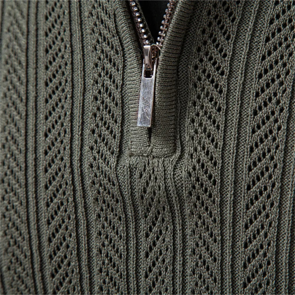 FINN | LUXE STRUCTUUR POLO MET RITS VOOR HEREN