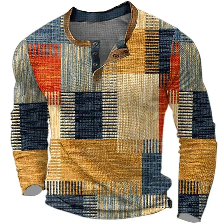 MAISON LORÉA™ | Luxe Patchwork Overhemd met Lange Mouwen – Karakter & Stijl