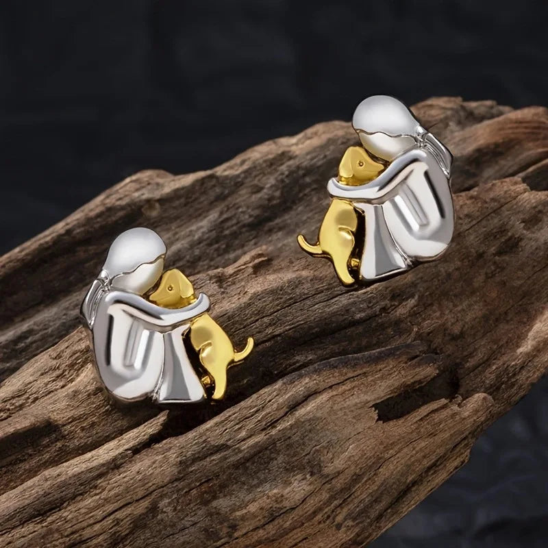 Bicolor Hugg Oorknopjes in Zilver en Goud
