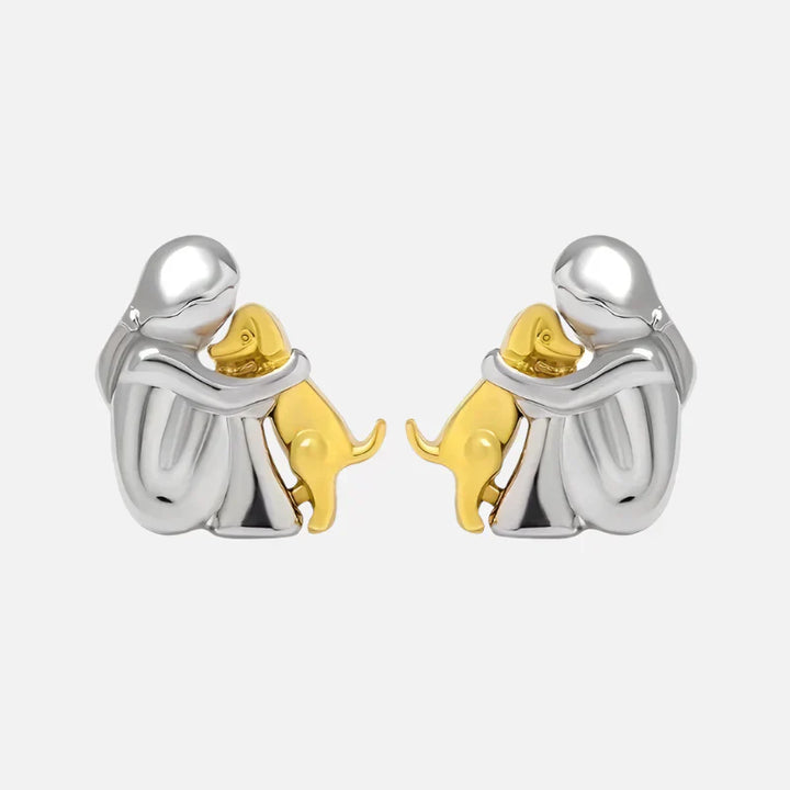 Bicolor Hugg Oorknopjes in Zilver en Goud