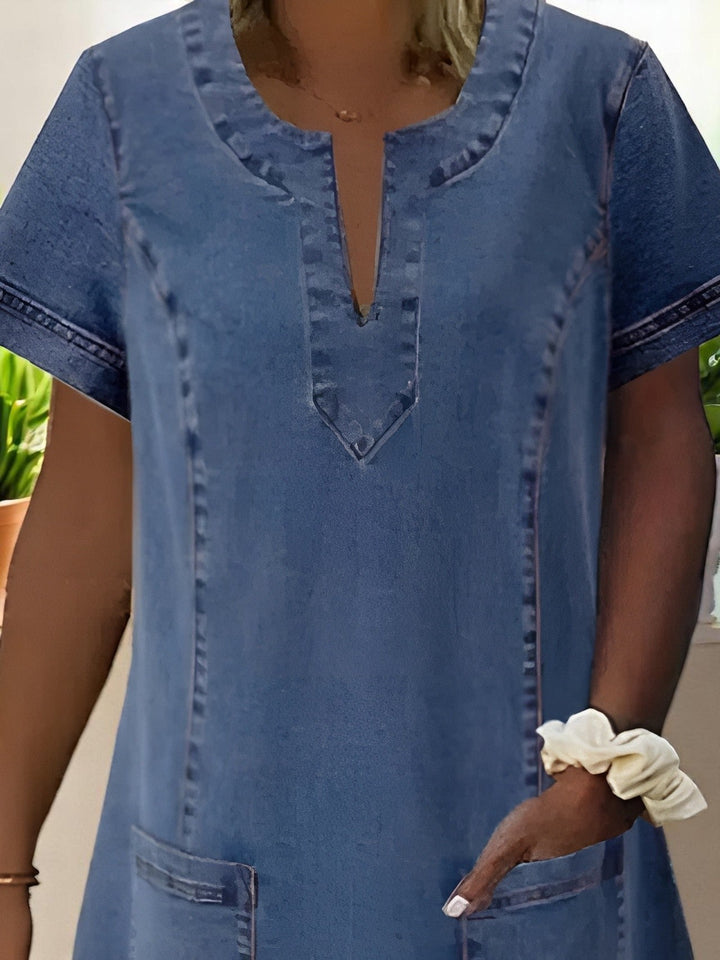 LOTTE | Zachte Denim Jurk met Voorzakken