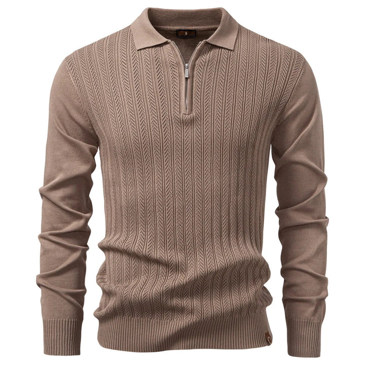 FINN | LUXE STRUCTUUR POLO MET RITS VOOR HEREN