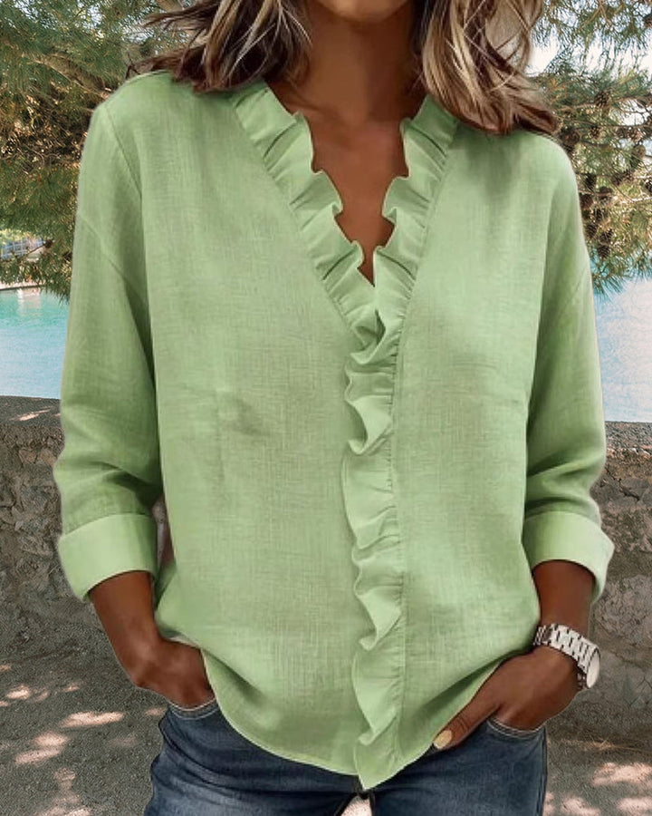 VERA™ | Verfijnde V-hals Blouse met delicate details