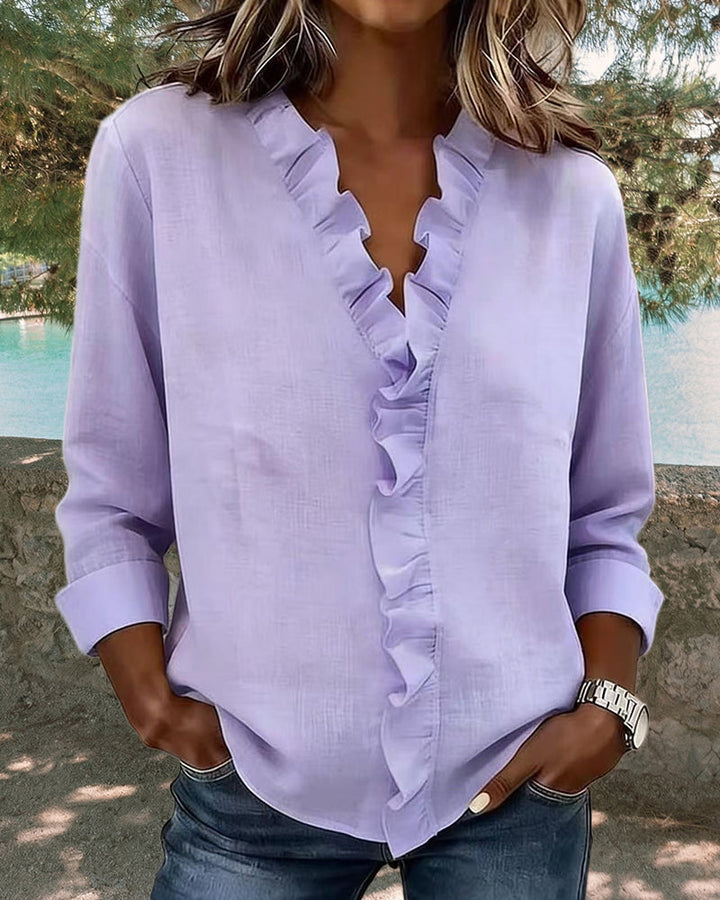 VERA™ | Verfijnde V-hals Blouse met delicate details