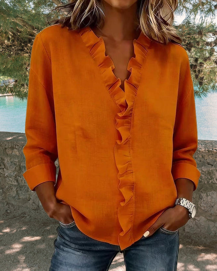 VERA™ | Verfijnde V-hals Blouse met delicate details