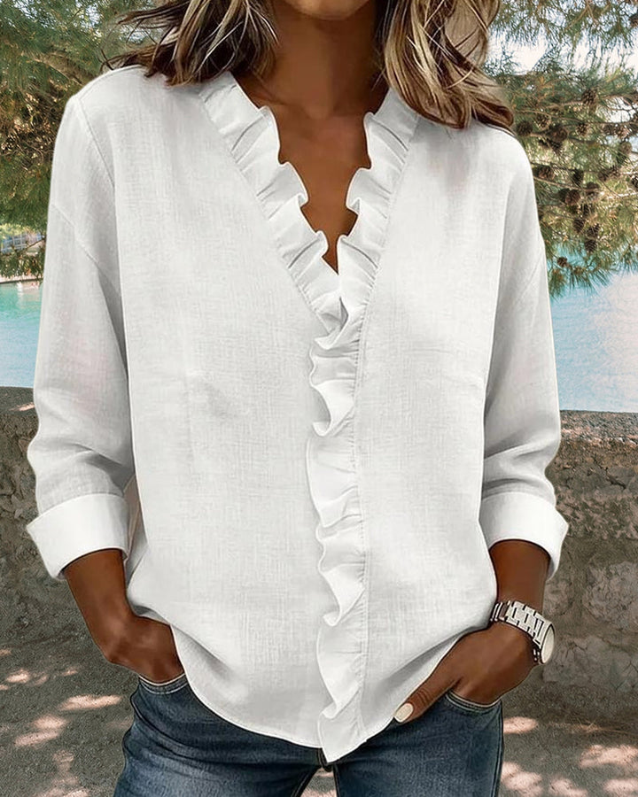 VERA™ | Verfijnde V-hals Blouse met delicate details