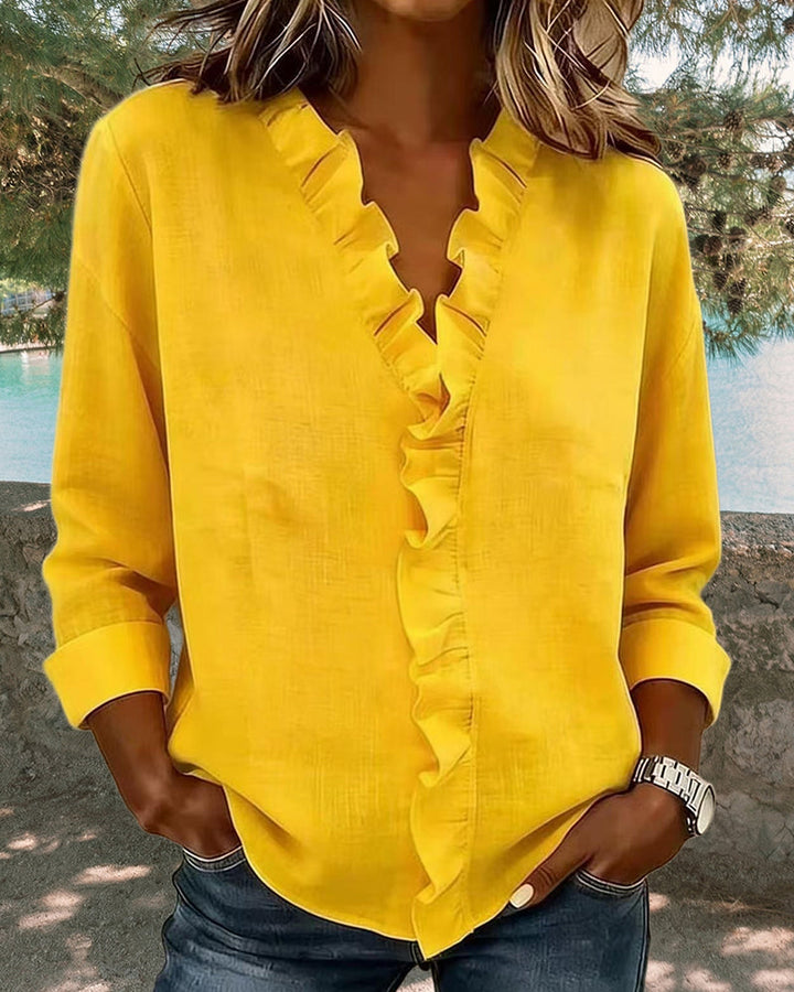 VERA™ | Verfijnde V-hals Blouse met delicate details