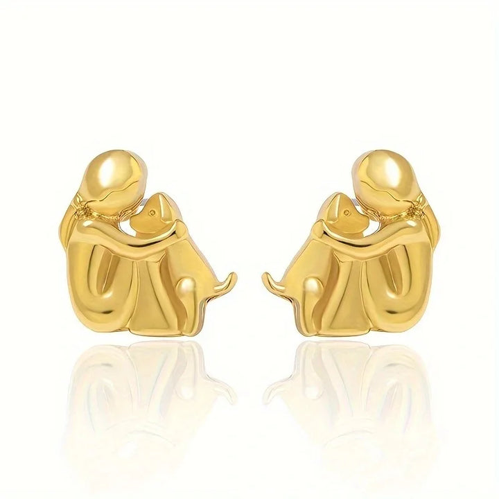 Bicolor Hugg Oorknopjes in Zilver en Goud