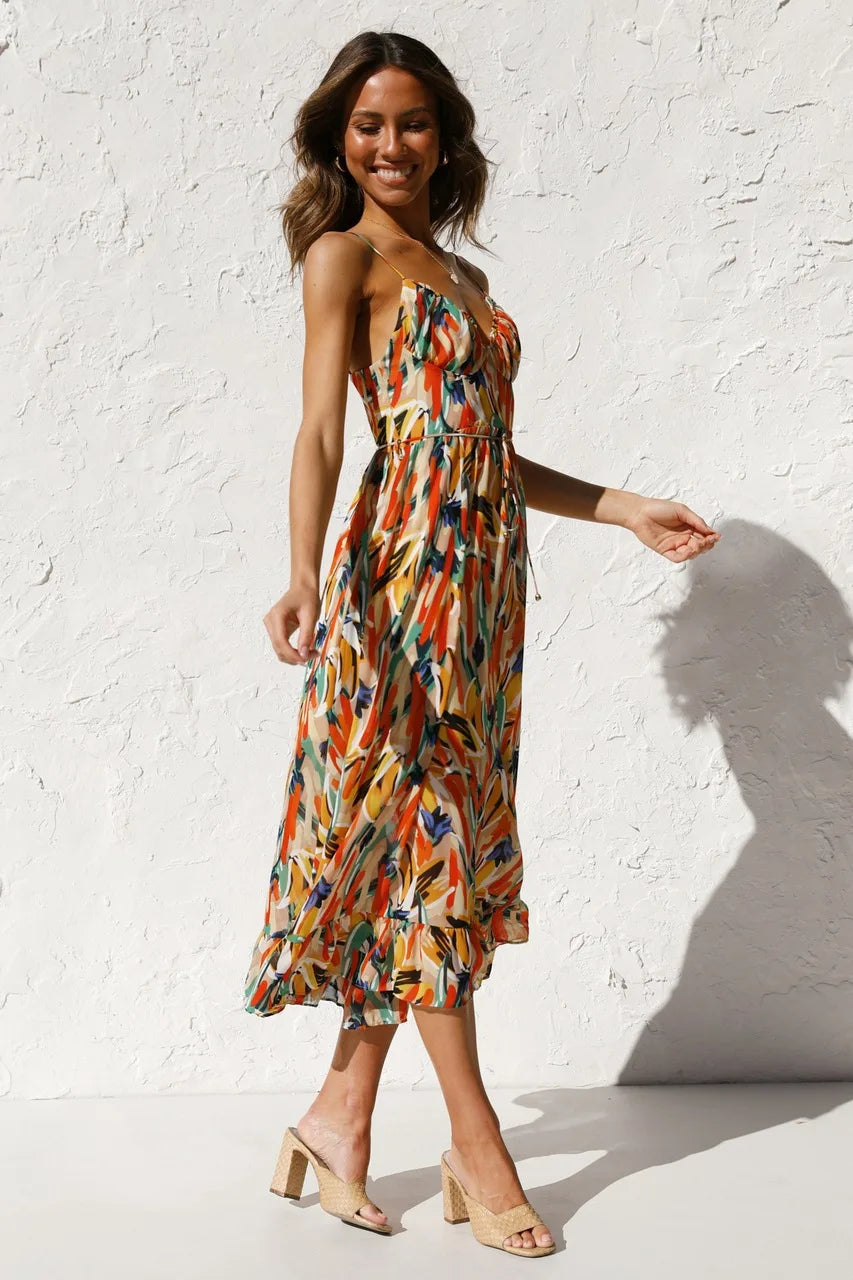 NORA | Gedrukt Zomerjurk met Frisse Comfort en Zonnige Stijl voor Vrije Dagen