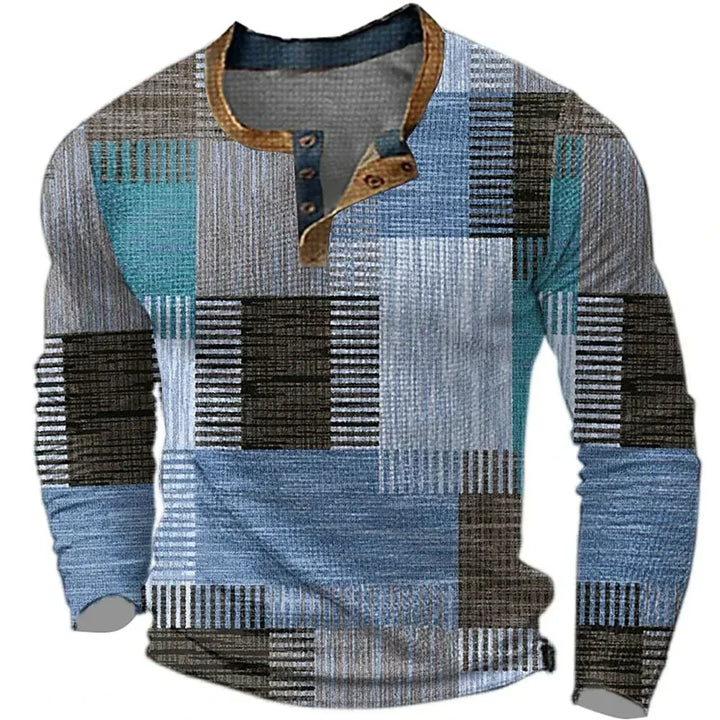 MAISON LORÉA™ | Luxe Patchwork Overhemd met Lange Mouwen – Karakter & Stijl