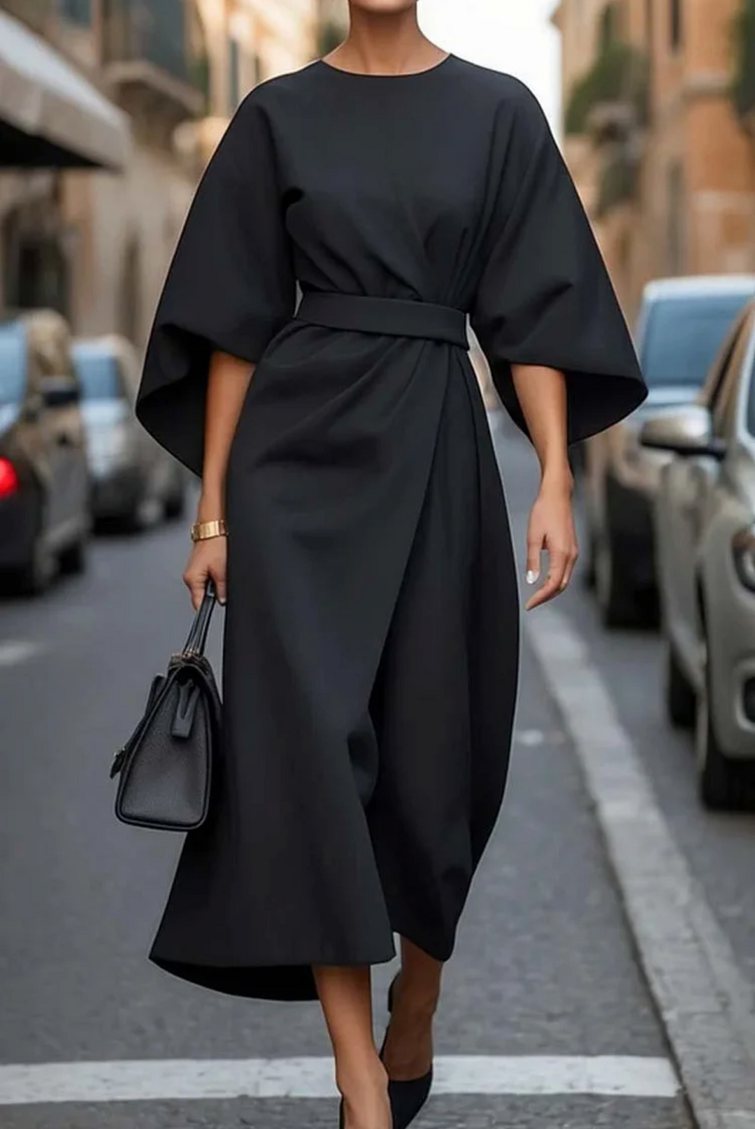 LOTTE | Elegante Jurk met Lanternmouwen en Tailleband