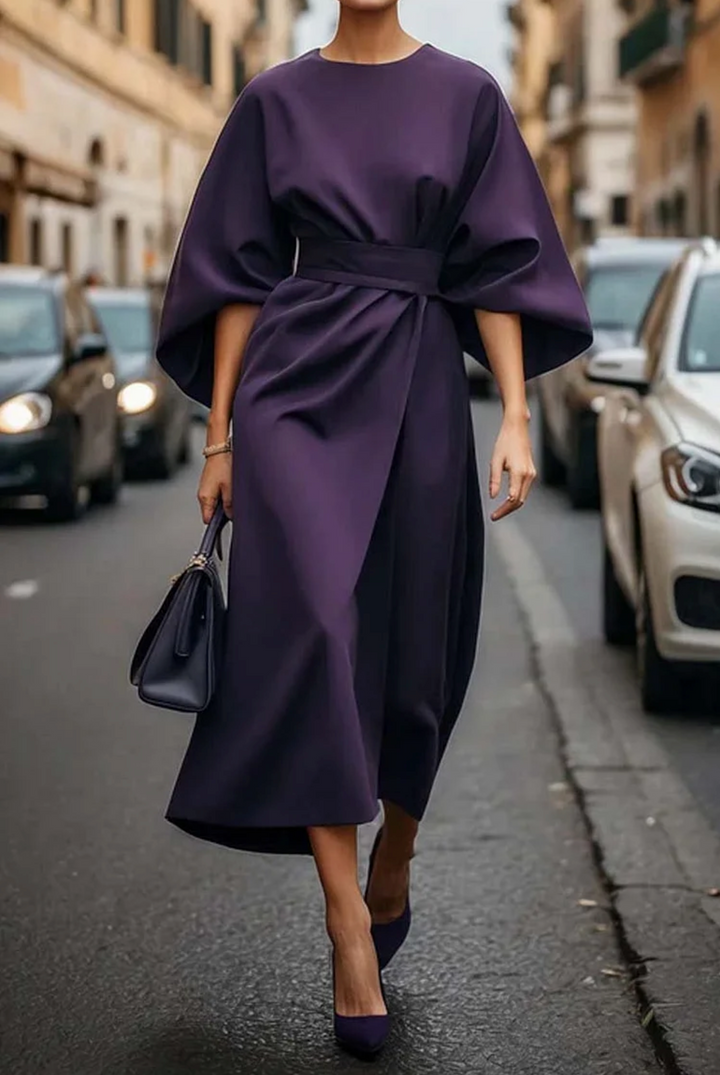LOTTE | Elegante Jurk met Lanternmouwen en Tailleband