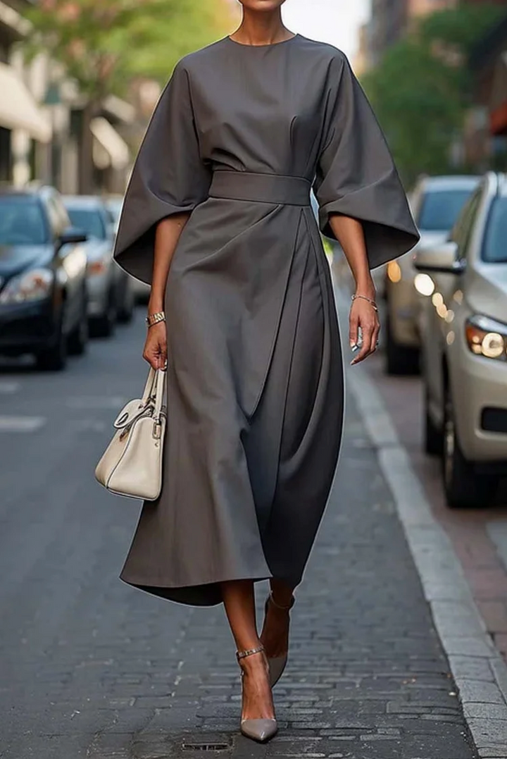 LOTTE | Elegante Jurk met Lanternmouwen en Tailleband