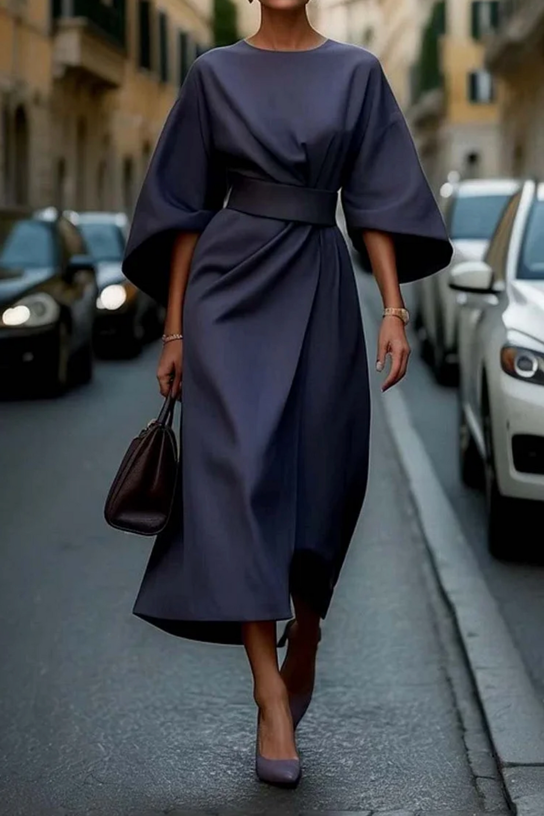 LOTTE | Elegante Jurk met Lanternmouwen en Tailleband