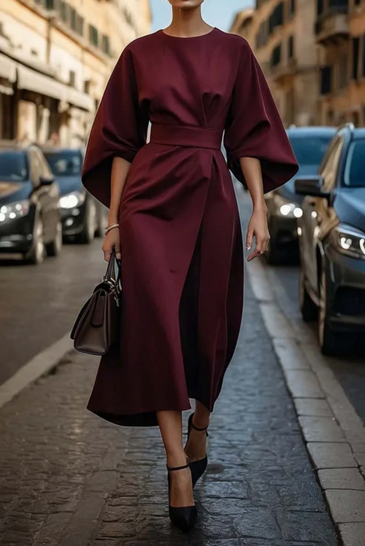 LOTTE | Elegante Jurk met Lanternmouwen en Tailleband
