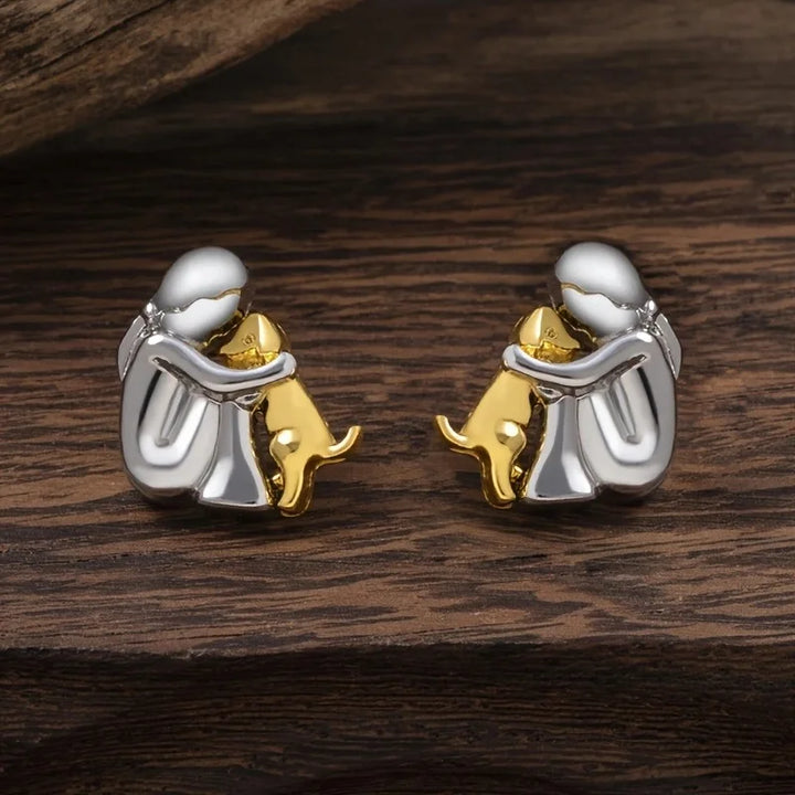 Bicolor Hugg Oorknopjes in Zilver en Goud