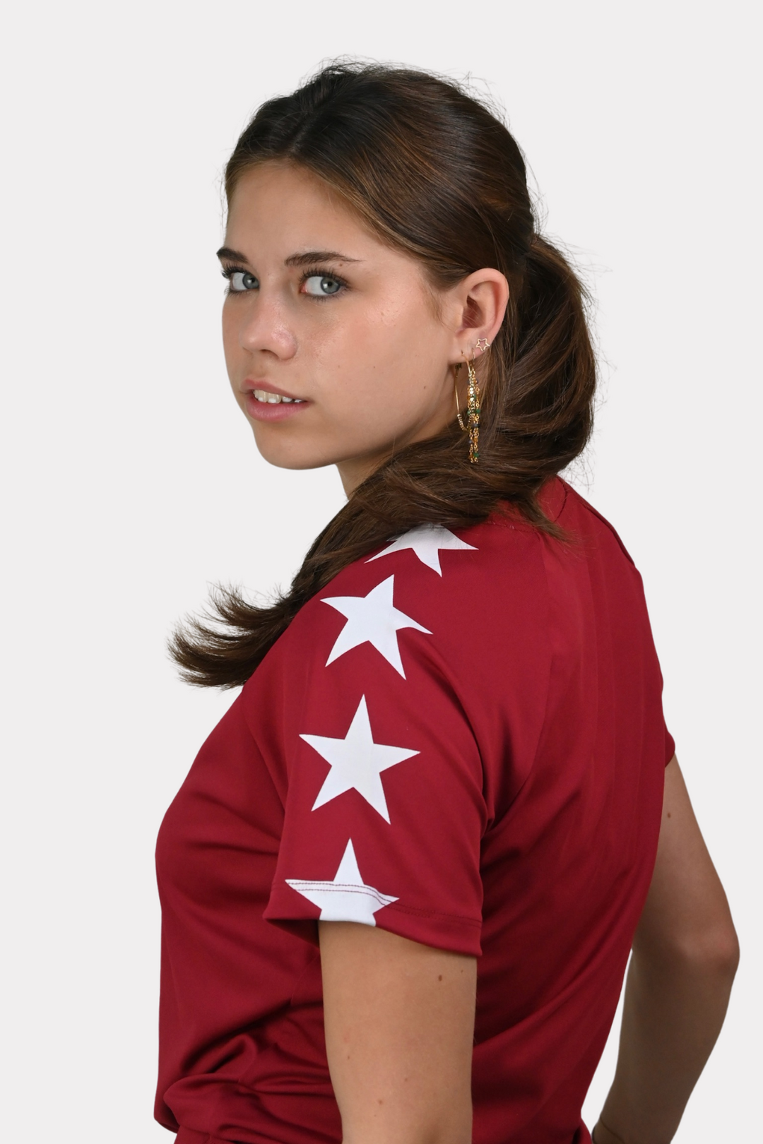 Starry sports shirt - bordeaux/wit