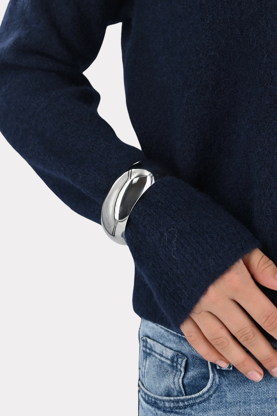Statement bangle big - zilver