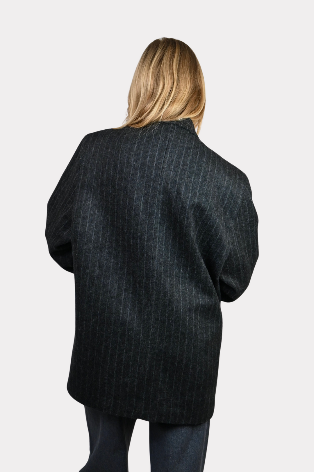 Striped vintage blazer - donker grijs