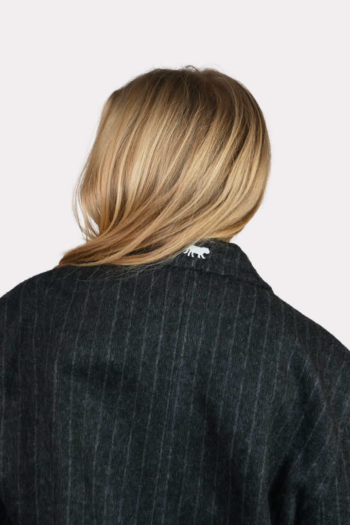 Striped vintage blazer - donker grijs