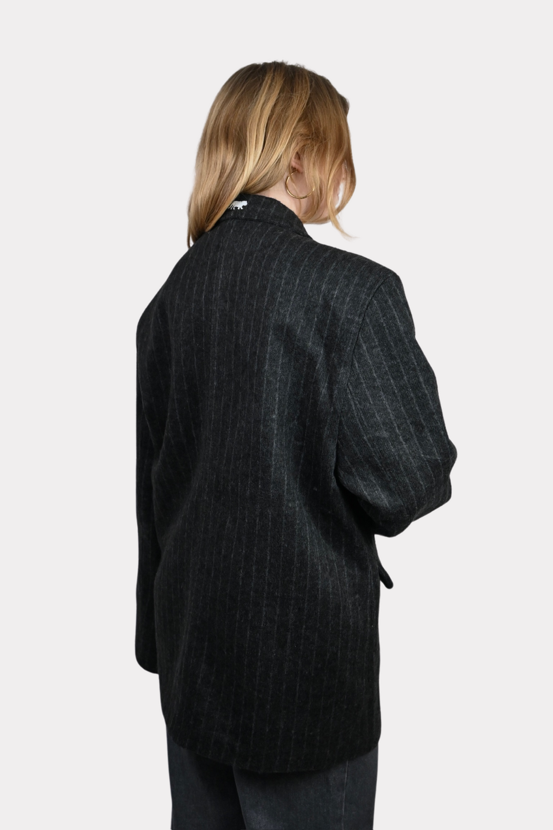 Striped vintage blazer - donker grijs
