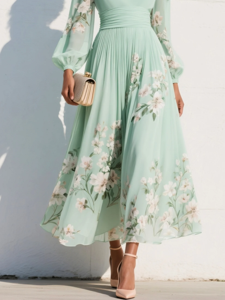Odelia Midi-jurk | Tijdloze Elegantie met Bloemen Print