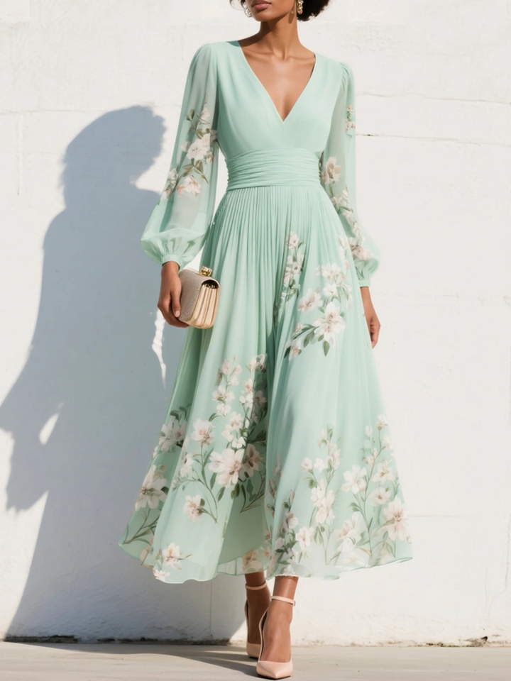 Odelia Midi-jurk | Tijdloze Elegantie met Bloemen Print