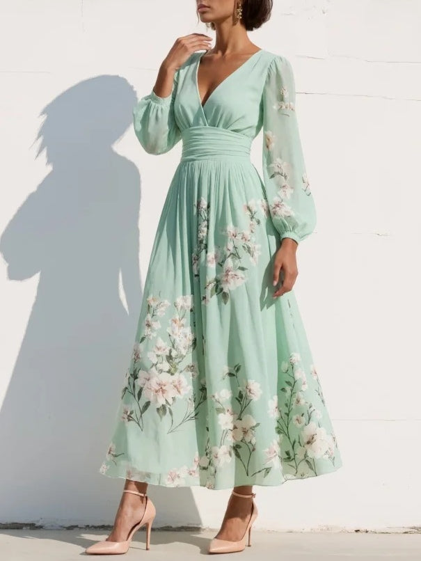 Odelia Midi-jurk | Tijdloze Elegantie met Bloemen Print