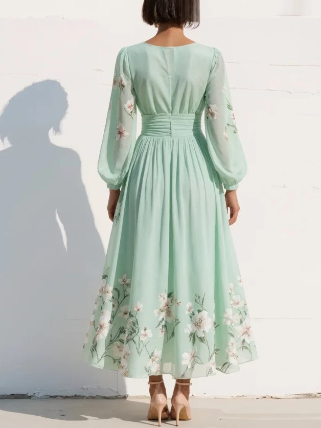Odelia Midi-jurk | Tijdloze Elegantie met Bloemen Print