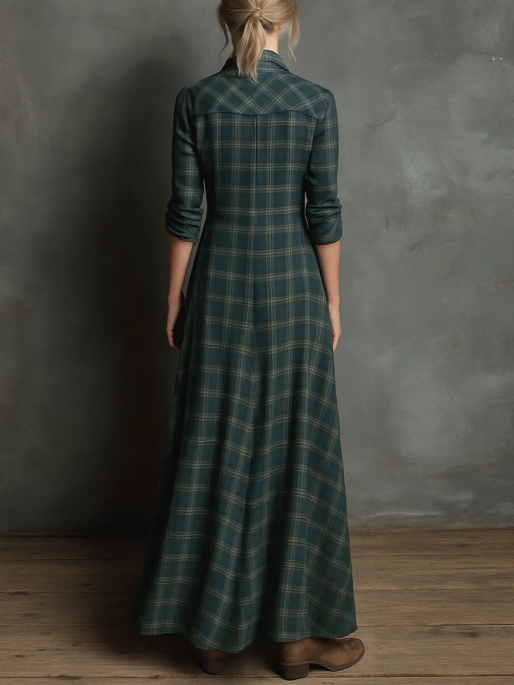MARIT | Lange geruite jurk