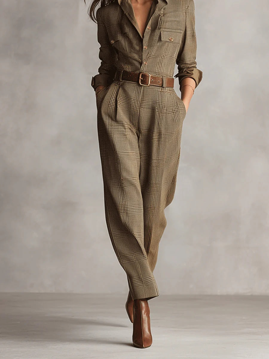 Anna™ | elegante geruite jumpsuit