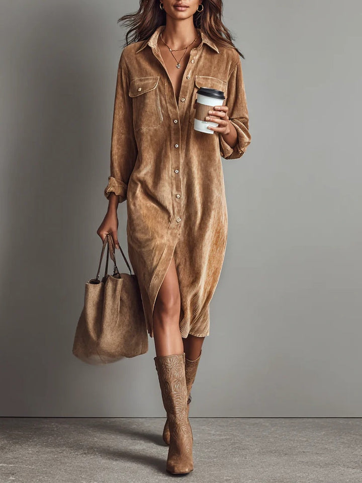 LINA | Losse midi corduroy jurk